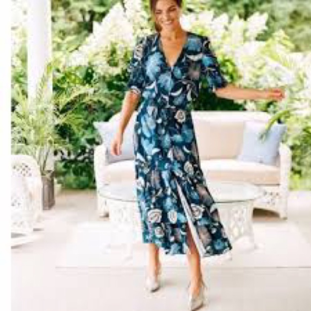 Tuckernuck Blue Flutter Sleeve Maxi Sundress